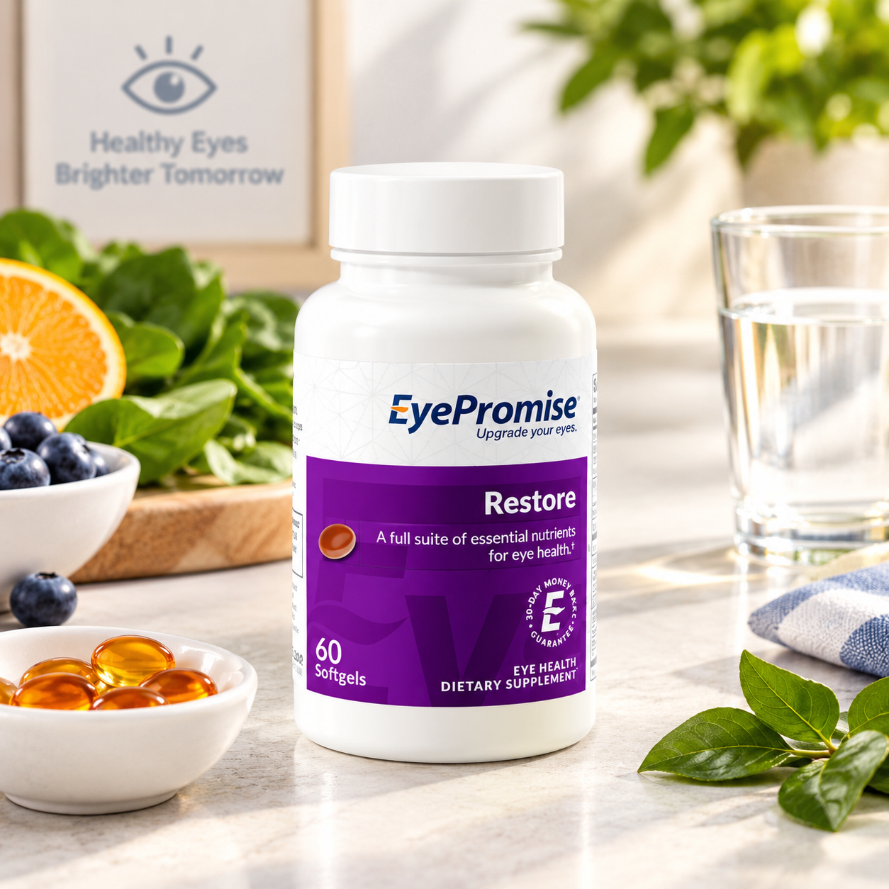 EyePromise Restore eye health supplement 60 softgels with Omega-3 lutein and zeaxanthin