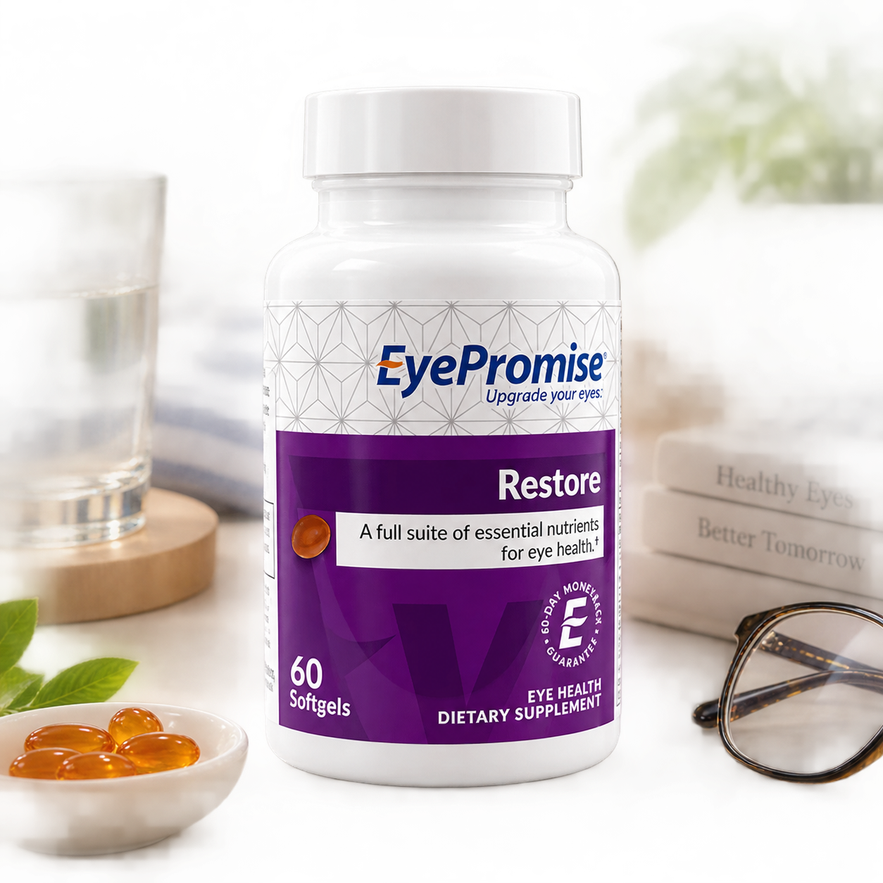 EyePromise Restore eye health dietary supplement with Omega-3 fish oil, vitamins C, D and E, lutein and zeaxanthin – 60 softgel capsules
