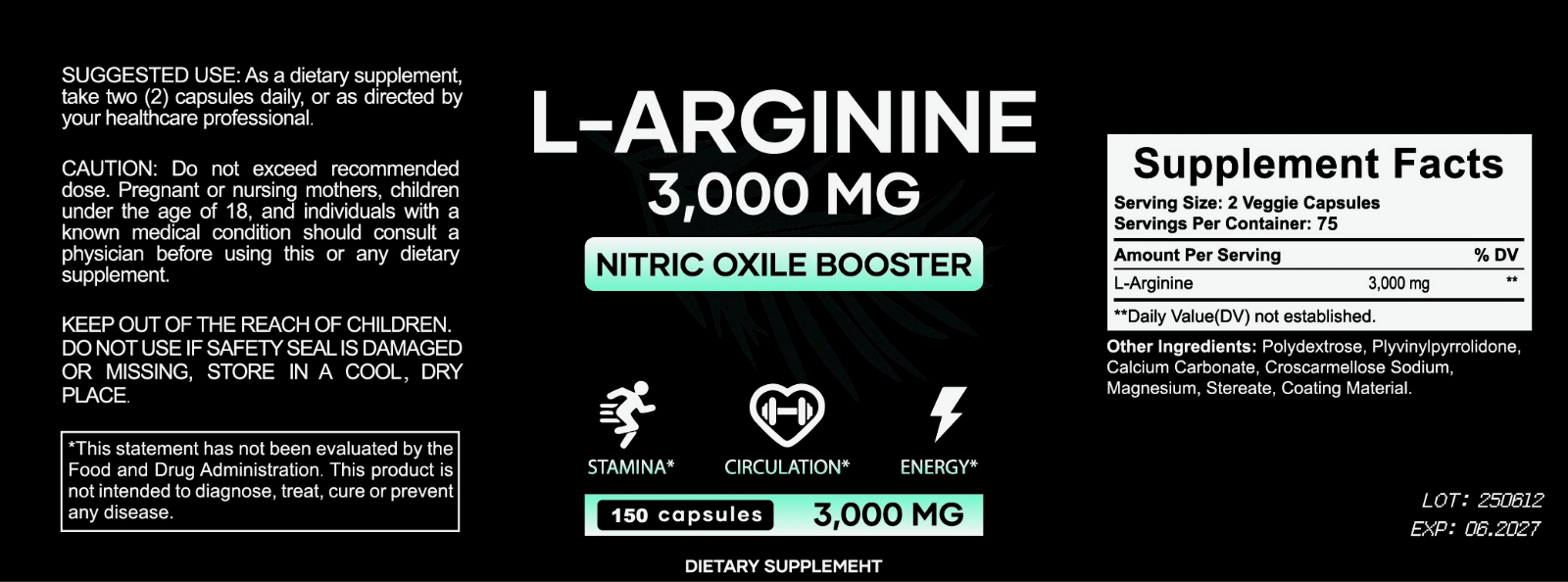 Velora L-Arginine Nitric Oxide Booster Pills - 120 count
